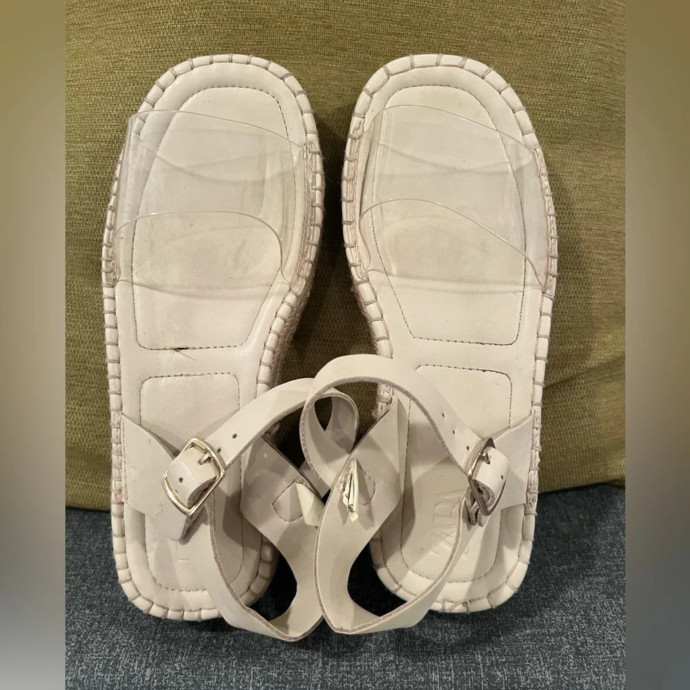 ZARA women beige espadrilles sandals/size 6 - Picture 12 of 14
